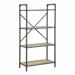 Top 10 😀 Acme Furniture ACME Itzel 4 Wooden Tiers Rectangular Bookshelf In Antique Oak And Sandy Gray 👏