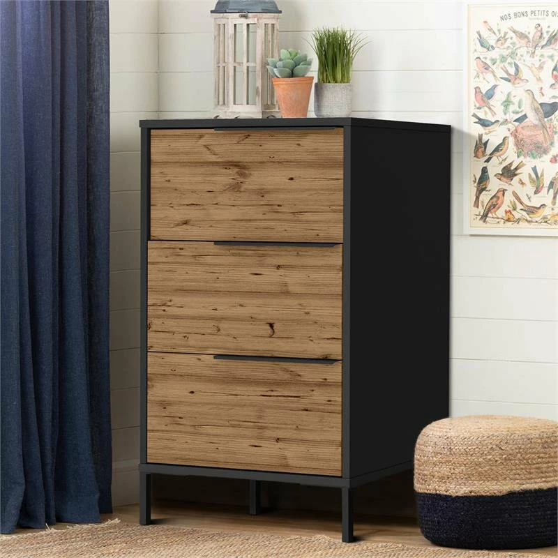 Promo ✨ Benzara, Woodland Imprts, The Urban Port The Urban Port 17.32" Metal Office Accent Storage Cabinet With 3 Drawers - Brown 😀 2 Promo ✨ Benzara, Woodland Imprts, The Urban Port The Urban Port 17.32" Metal Office Accent Storage Cabinet With 3 Drawers - Brown 😀 - Image 2