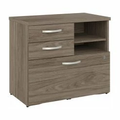 Cheap 🧨 Bush Business Furniture Hybrid Office Storage Cabinet With Drawers In Modern Hickory - Engineered Wood ❤️
