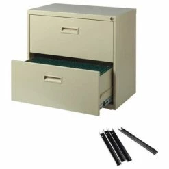 Wholesale 🎉 Hirsh Industries LLC Hirsh 30"W Metal 2 Drawer Lateral File Cabinet Set Beige With Front/Back Rails ⭐