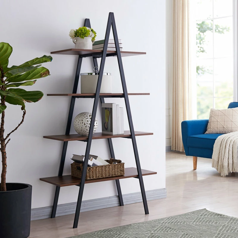 Best deal 🧨 Glitzhome 64.57"H 4-TierMetal/ Wooden Bookcases And Ladder Shelves, Walnut ✨ 15 Best deal 🧨 Glitzhome 64.57"H 4-TierMetal/ Wooden Bookcases And Ladder Shelves, Walnut ✨ - Image 15