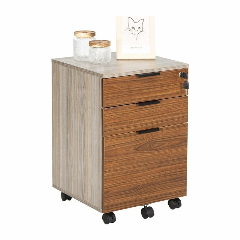 Cheapest ๐ JJS 3-Drawer Modern Wood Rolling File Cabinet With Lock In Rustic Brown ๐ 1 Cheapest ๐ JJS 3-Drawer Modern Wood Rolling File Cabinet With Lock In Rustic Brown ๐