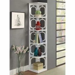 Best reviews of ✔️ Convenience Concepts Omega Five-Shelf Corner Bookcase In White Wood Finish 💯