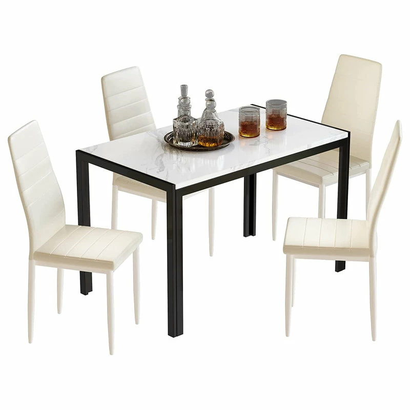 Coupon π Decor Love 5 Pieces Dining Set, White Marble Tabletop & 4 Padded Faux Marble Chairs, Beige β¨ 1 Coupon π Decor Love 5 Pieces Dining Set, White Marble Tabletop & 4 Padded Faux Marble Chairs, Beige β¨