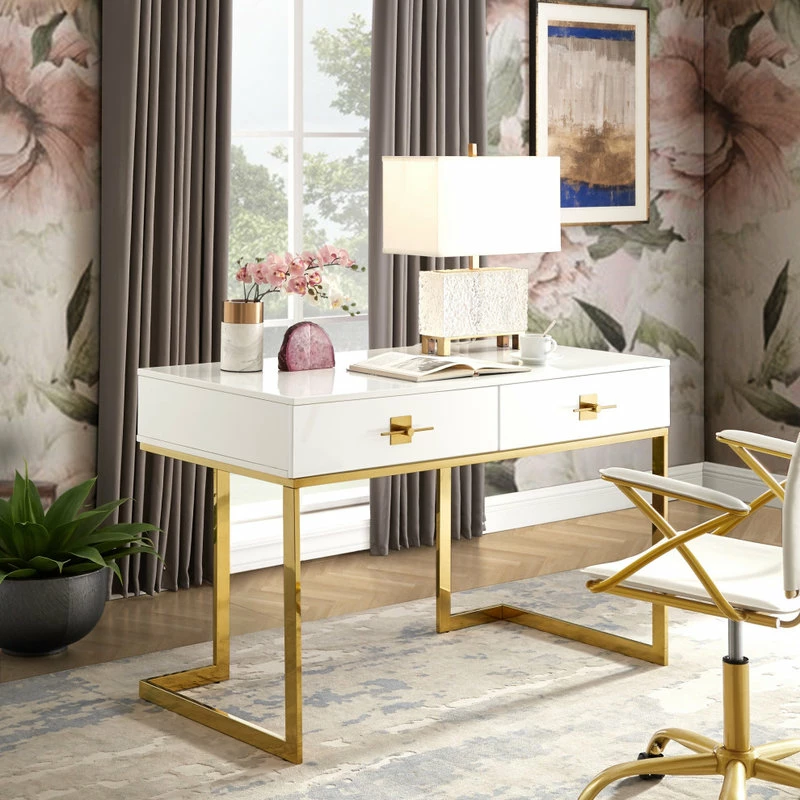 Discount ๐ Nicole Miller Moku Desk, 2 Drawers, White And Gold ๐คฉ 10 Discount ๐ Nicole Miller Moku Desk, 2 Drawers, White And Gold ๐คฉ - Image 10