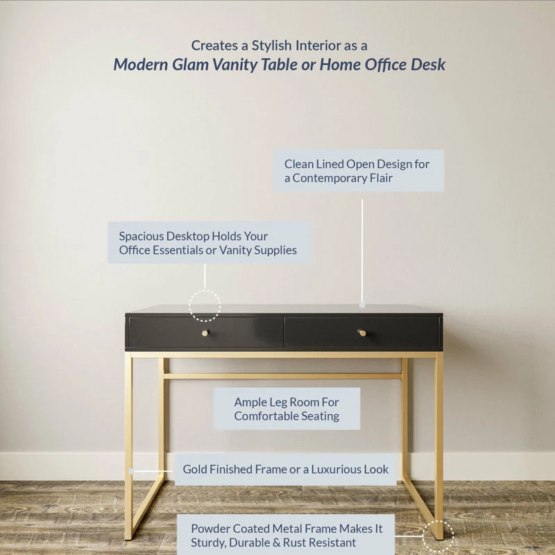 Promo ๐ Belleze 42" Home Office Writing Computer Desk Console Table, Black ๐ 5 Promo ๐ Belleze 42" Home Office Writing Computer Desk Console Table, Black ๐ - Image 5