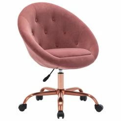 Hot Sale 🎉 Duhome Elegant Lifestyle Button Tufted Velvet Papasan Rolling Chair, Pink 👏