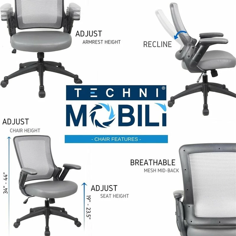 Deals โญ Rta Products- L Mid-Back Mesh Task Office Chair With Flip Up Arms, Gray ๐ 5 Deals โญ Rta Products- L Mid-Back Mesh Task Office Chair With Flip Up Arms, Gray ๐ - Image 5