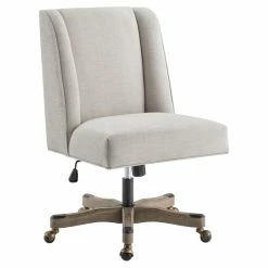 Coupon ✔️ Linon Home Decor Products Linon Draper Upholstered Swivel Office Chair In Natural Linen ⌛