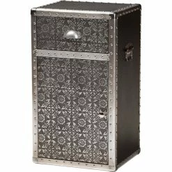 Best Pirce ๐ Baxton Studio Vintage Industrial Silver Metal Floral Accent Cabinet ๐งจ