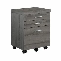 Best Sale ⌛ Monarch Filing Cabinet - 3 Drawer / Dark Taupe On Castors 🌟