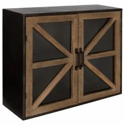 Brand new 🔥 Uniek Mace Rustic Wood And Metal 2-Door Decorative Cabinet, Rustic Brown 24x8x20 🛒