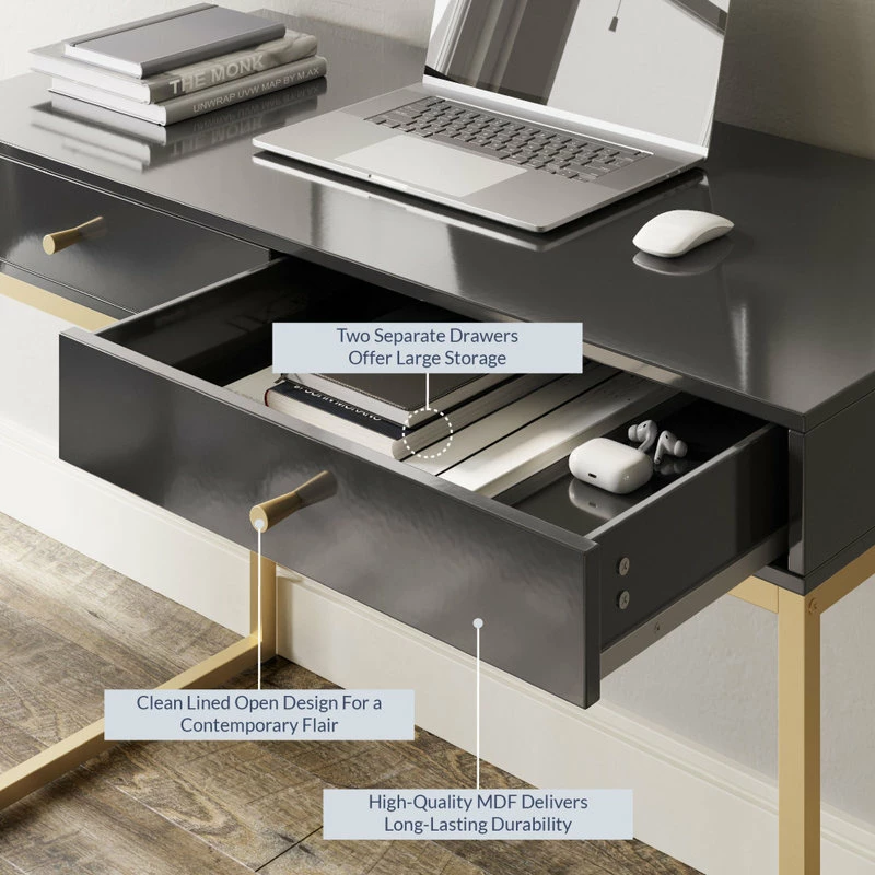 Promo ๐ Belleze 42" Home Office Writing Computer Desk Console Table, Black ๐ 4 Promo ๐ Belleze 42" Home Office Writing Computer Desk Console Table, Black ๐ - Image 4