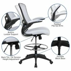 Promo ❤️ Flash Furniture Mid-Back White Mesh Ergonomic Drafting Chair With Adjustable Foot Ring And... 😉 -COASTER Shop 36019d6902c8379c 8017 w800 h800 b1 p0