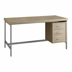 Deals 😍 Monarch Specialties 60" Computer Desk With Silver Metal, Natural 👏