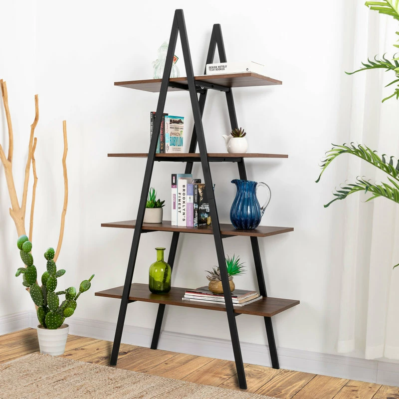 Best deal 🧨 Glitzhome 64.57"H 4-TierMetal/ Wooden Bookcases And Ladder Shelves, Walnut ✨ 13 Best deal 🧨 Glitzhome 64.57"H 4-TierMetal/ Wooden Bookcases And Ladder Shelves, Walnut ✨ - Image 13
