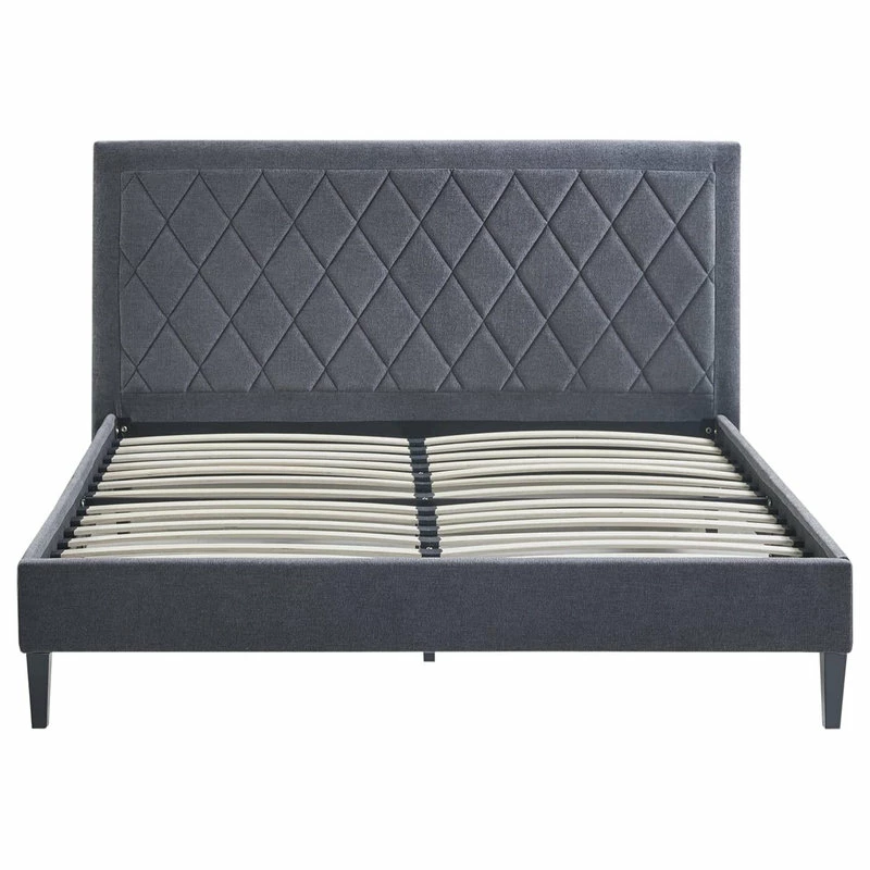 Brand new 💯 Decor Love Modern Platform Bed, Charcoal Upholstery & Diamond Tufted Headboard, Queen ❤️ 1 Brand new 💯 Decor Love Modern Platform Bed, Charcoal Upholstery & Diamond Tufted Headboard, Queen ❤️