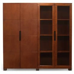 COASTER Shop 7 Promo 🥰 Zuri Furniture 72” Modern Hayes Light Cherry Wood Double Cabinet Storage Unit Glass/Wood Doors 😍