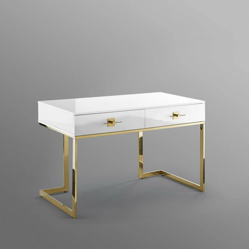 Discount ๐ Nicole Miller Moku Desk, 2 Drawers, White And Gold ๐คฉ 6 Discount ๐ Nicole Miller Moku Desk, 2 Drawers, White And Gold ๐คฉ - Image 6
