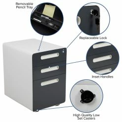 New 🔥 Offex 3-Drawer Filing Cabinet With Letter/Legal Drawer, White/Charcoal Faceplate 🌟 -COASTER Shop 4921b9c80eb024b9 9626 w800 h800 b1 p0