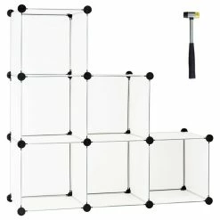 Outlet 🔥 Costway 6 Cube Storage Organizer Plastic Organizer Units W/ Steel Frame 🧨