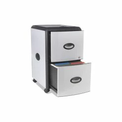 Best Sale 👍 Storex 2-Drawer Mobile Filing Cabinet With Metal Siding, 19"x15"x23", Silver/Black 🧨