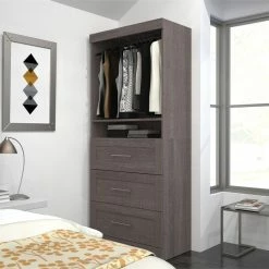 Discount 👍 Bestar 36" Storage Unit With 3-Drawer Set, Bark Gray 😀 -COASTER Shop 53f127f40c016988 1903 w800 h800 b0 p0