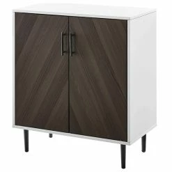 Best Sale 😉 Decorn Mid Century Modern Storage Cabinet, Patterned Doors And Inner Shelf, Ash Brown ❤️