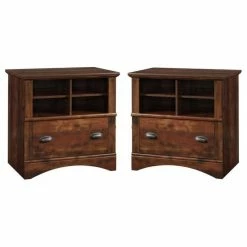 New 😀 Sauder (Set Of 2) Rustic 1 Drawer Lateral File Cabinet In Curado Cherry ✔️