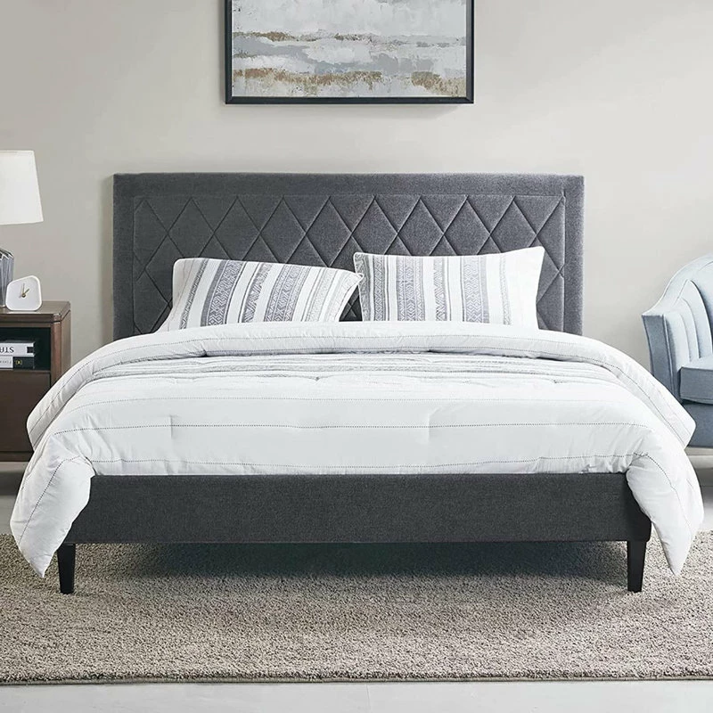 Brand new 💯 Decor Love Modern Platform Bed, Charcoal Upholstery & Diamond Tufted Headboard, Queen ❤️ 2 Brand new 💯 Decor Love Modern Platform Bed, Charcoal Upholstery & Diamond Tufted Headboard, Queen ❤️ - Image 2
