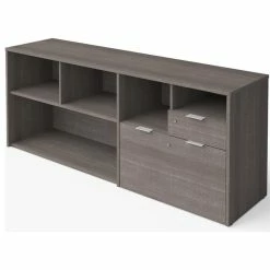Best Pirce ⌛ Bestar I3 Plus 2 Drawer 71" Wooden Office Storage Credenza In Bark Gray 🛒