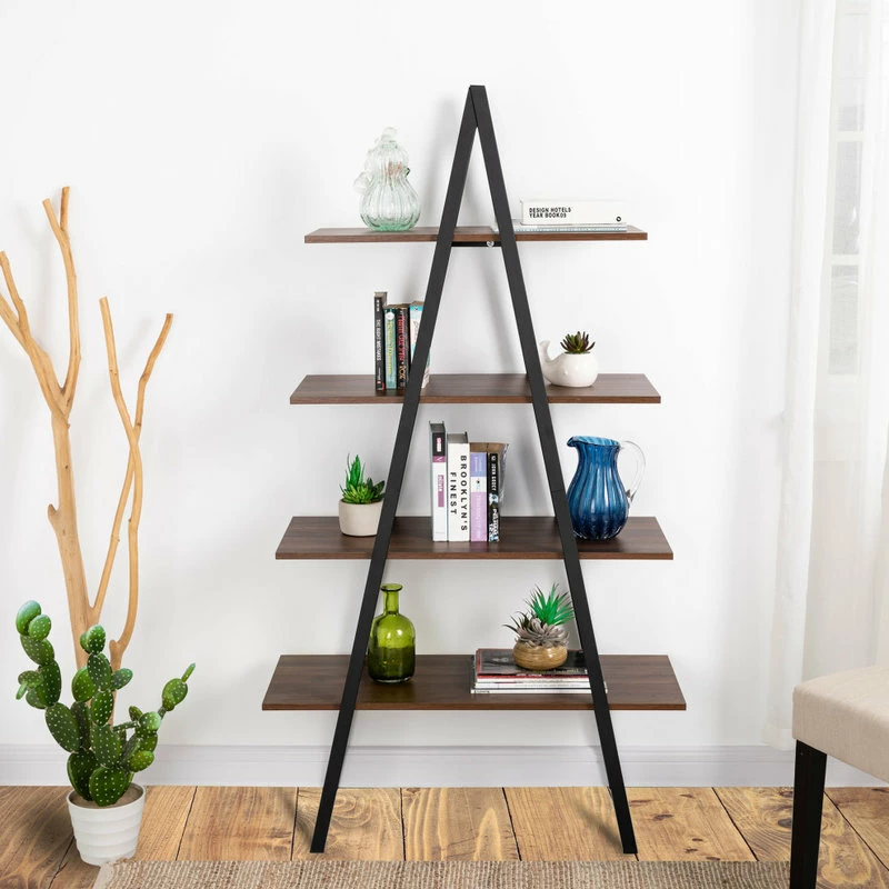 Best deal 🧨 Glitzhome 64.57"H 4-TierMetal/ Wooden Bookcases And Ladder Shelves, Walnut ✨ 12 Best deal 🧨 Glitzhome 64.57"H 4-TierMetal/ Wooden Bookcases And Ladder Shelves, Walnut ✨ - Image 12