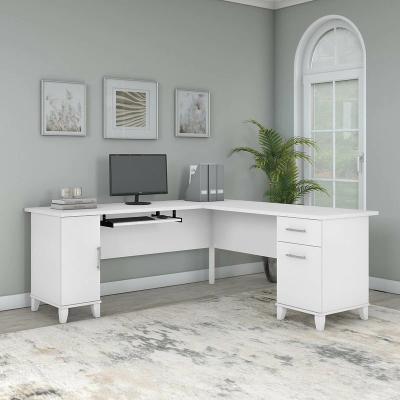 Best Pirce 😀 Bush Industries Somerset 72W L Shaped Desk With Storage, White 😀 2 Best Pirce 😀 Bush Industries Somerset 72W L Shaped Desk With Storage, White 😀 - Image 2