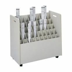 Coupon 🎁 Safco Products Safco 50 Compartment Mobile Wood Roll Files Storage In Putty ✔️