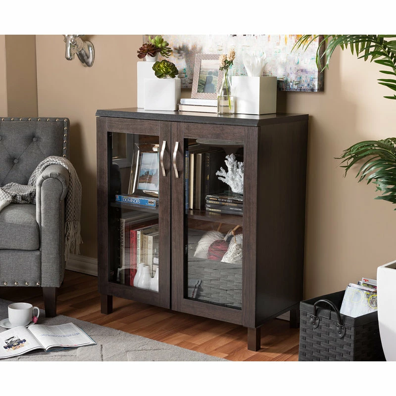 Promo 🛒 Baxton Studio Sintra And Dark Brown Sideboard Storage Cabinet With Glass Doors 😉 4 Promo 🛒 Baxton Studio Sintra And Dark Brown Sideboard Storage Cabinet With Glass Doors 😉 - Image 4