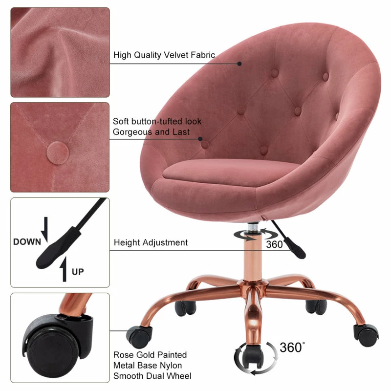 Hot Sale 🎉 Duhome Elegant Lifestyle Button Tufted Velvet Papasan Rolling Chair, Pink 👏 5 Hot Sale 🎉 Duhome Elegant Lifestyle Button Tufted Velvet Papasan Rolling Chair, Pink 👏 - Image 5