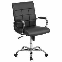 Deals ⌛ Flash Furniture Mid Back Faux Leather Swivel Office Chair In Black 🎉
