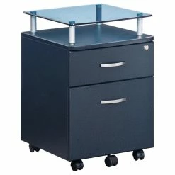 Buy ⌛ Elk Home Techni Mobili Rolling File Cabinet With Glass Top. Color: Graphite 🔔