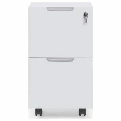 COASTER Shop 9 Best Sale 👏 Zuri Furniture 16” Modern Hayes White Matte Laquer 2-Drawer Lateral Mobile Filing Pedestal 😀