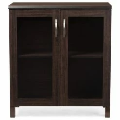 Promo 🛒 Baxton Studio Sintra And Dark Brown Sideboard Storage Cabinet With Glass Doors 😉