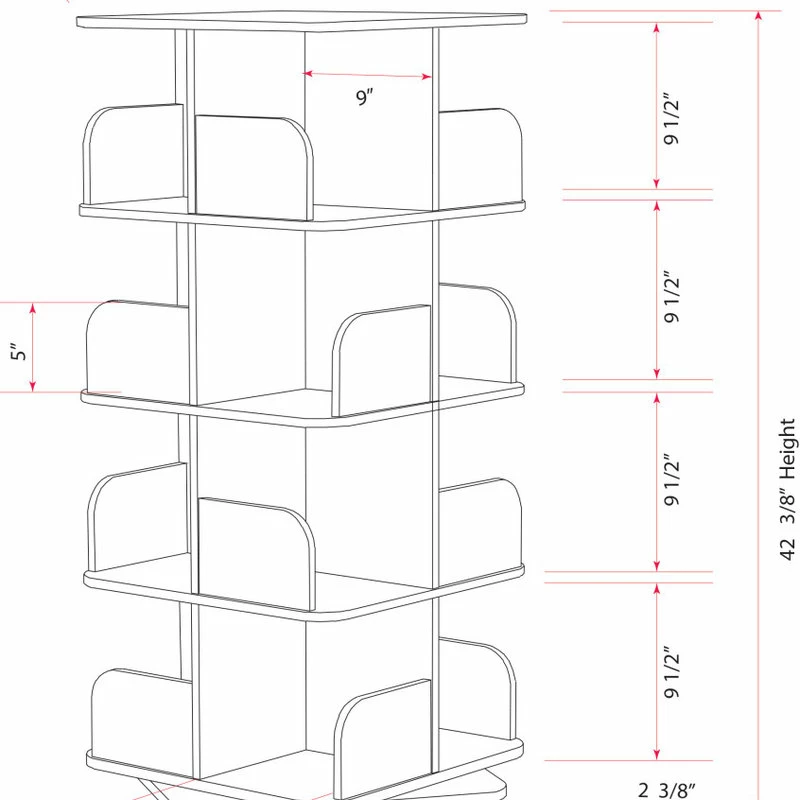 Top 10 🔥 Pilaster Designs Oneonta Revolving Bookcase Tower Display Unit, Wood, Black, 4 Tier 🌟 3 Top 10 🔥 Pilaster Designs Oneonta Revolving Bookcase Tower Display Unit, Wood, Black, 4 Tier 🌟 - Image 3