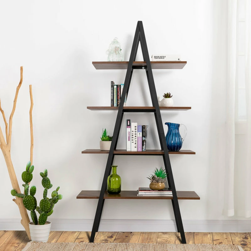 Best deal 🧨 Glitzhome 64.57"H 4-TierMetal/ Wooden Bookcases And Ladder Shelves, Walnut ✨ 14 Best deal 🧨 Glitzhome 64.57"H 4-TierMetal/ Wooden Bookcases And Ladder Shelves, Walnut ✨ - Image 14