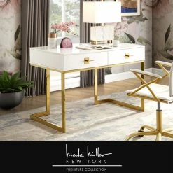 Discount ๐ Nicole Miller Moku Desk, 2 Drawers, White And Gold ๐คฉ 12 Discount ๐ Nicole Miller Moku Desk, 2 Drawers, White And Gold ๐คฉ -COASTER Shop d6a14cb00e9f65c4 9558 w800 h800 b0 p0