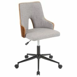Best Sale 😀 LumiSource Stella Office Chair, Walnut Wood And Gray 😍
