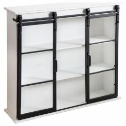 Promo โญ Uniek Barnhardt Wood Decorative Cabinet With Sliding Glass Doors, White ๐ฅ