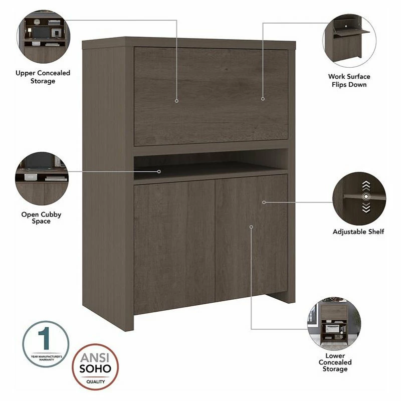 Discount โญ Bush Business Furniture Bristol Modern Secretary Desk With Storage In Restored Gray - Engineered Wood ๐ 3 Discount โญ Bush Business Furniture Bristol Modern Secretary Desk With Storage In Restored Gray - Engineered Wood ๐ - Image 3