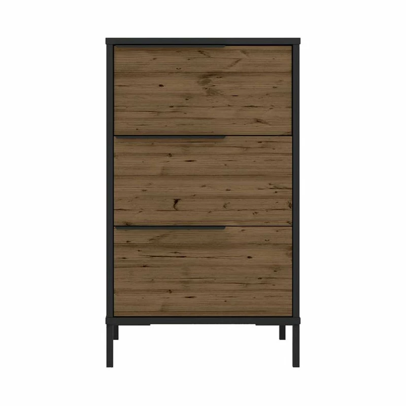 Promo ✨ Benzara, Woodland Imprts, The Urban Port The Urban Port 17.32" Metal Office Accent Storage Cabinet With 3 Drawers - Brown 😀 3 Promo ✨ Benzara, Woodland Imprts, The Urban Port The Urban Port 17.32" Metal Office Accent Storage Cabinet With 3 Drawers - Brown 😀 - Image 3