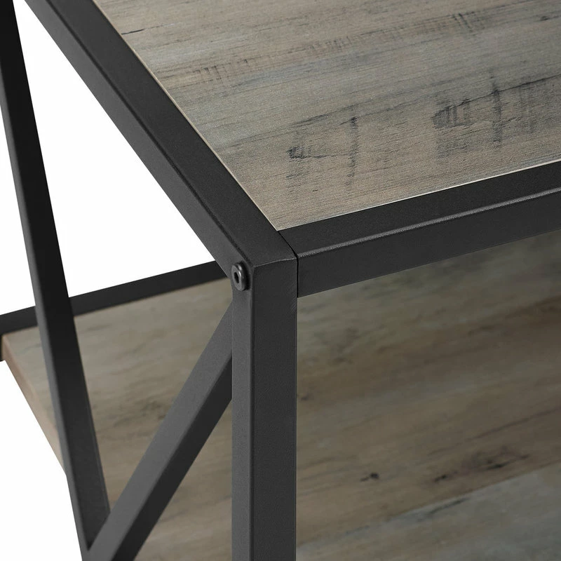 Promo 😍 Walker Edison 60" Wide X-Frame Metal And Wood Bookshelf - Grey Wash 🔔 3 Promo 😍 Walker Edison 60" Wide X-Frame Metal And Wood Bookshelf - Grey Wash 🔔 - Image 3