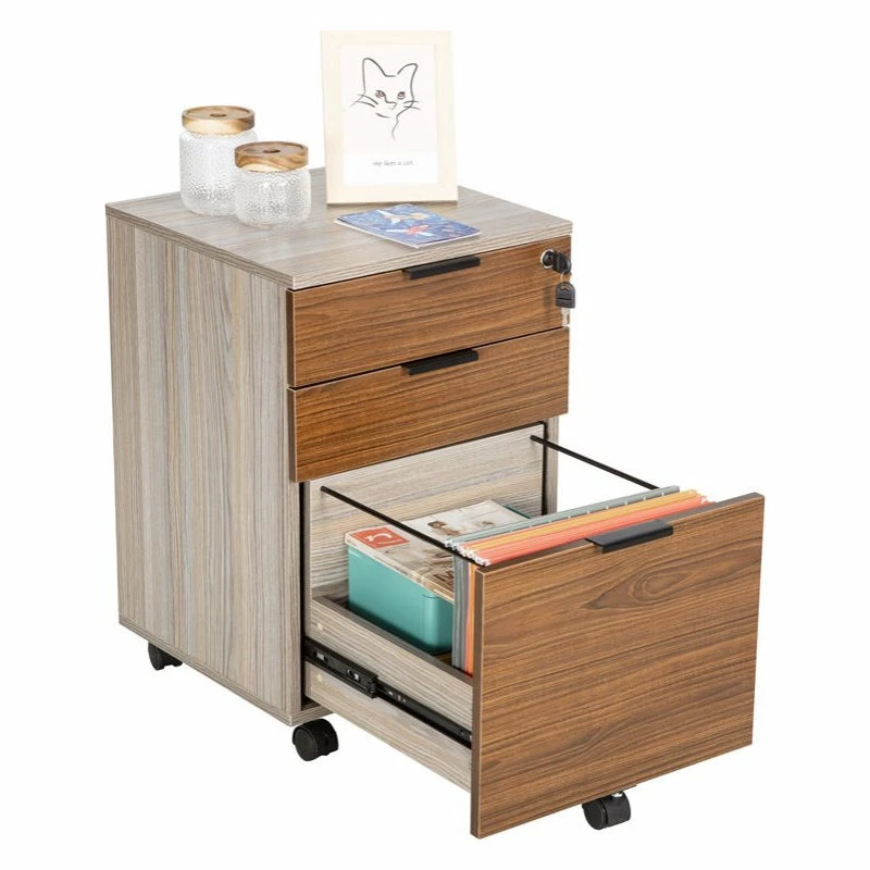 Cheapest ๐ JJS 3-Drawer Modern Wood Rolling File Cabinet With Lock In Rustic Brown ๐ 3 Cheapest ๐ JJS 3-Drawer Modern Wood Rolling File Cabinet With Lock In Rustic Brown ๐ - Image 3