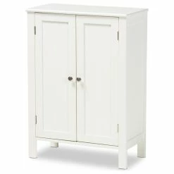 Hot Sale ❤️ Baxton Studio Cottage And Farmhouse White Finished 2-Door Wood Multipurpose Storage Cabinet 👏